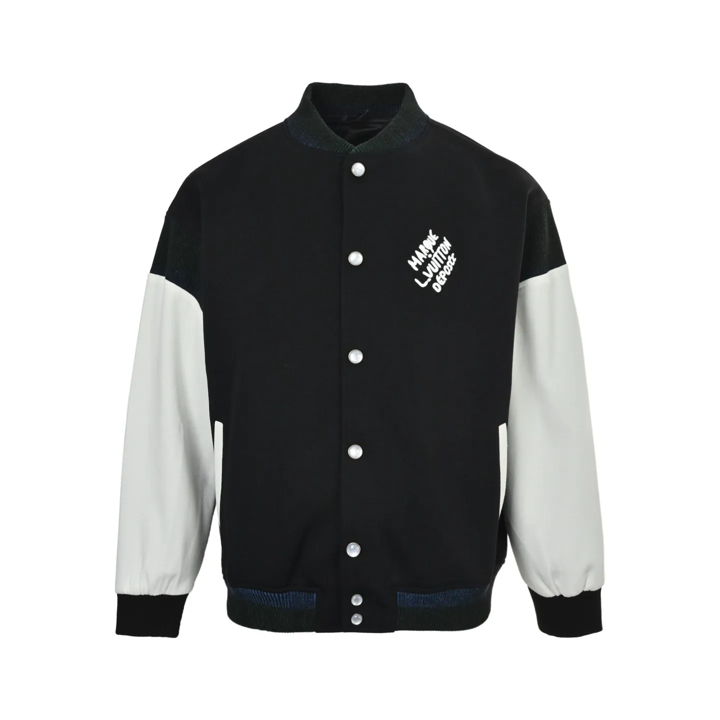 Louis Vuitton/Louis Vuitton Black White leather baseball jacket jacket